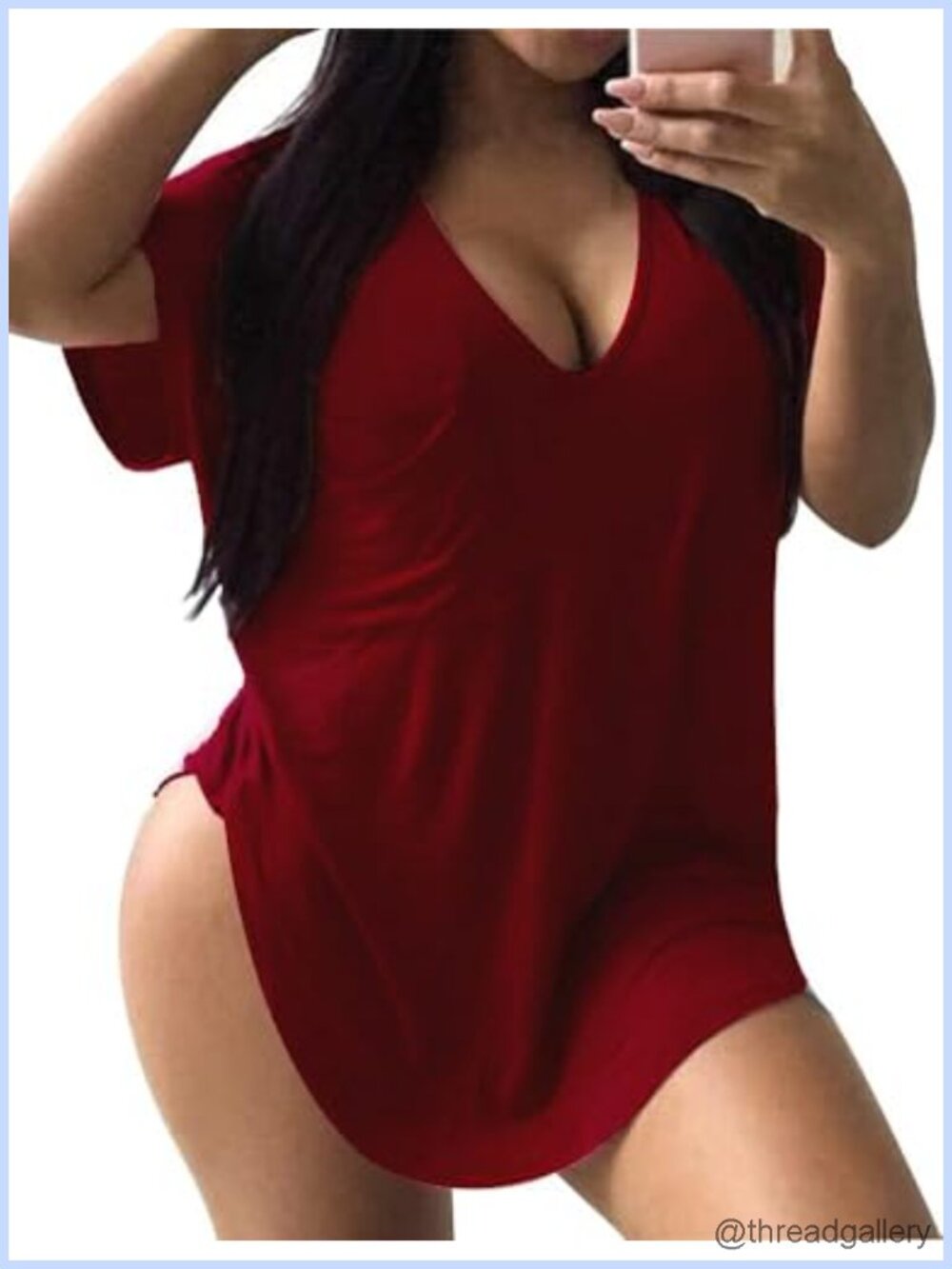 Plus Size Womens Scoop Collar V-Neck Short Sleeve Loose Summer Tee